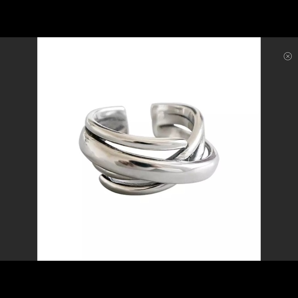 Silver Boho Stacked Criss Cross Adjustable Ring